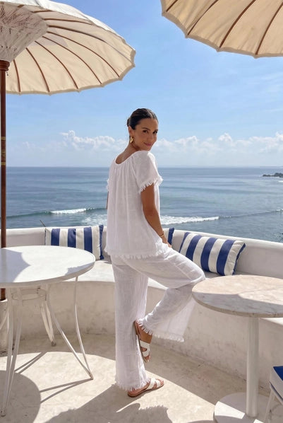 Ruffle Top - White