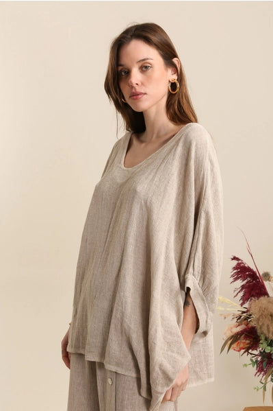 Brooke Oversized Top Beige