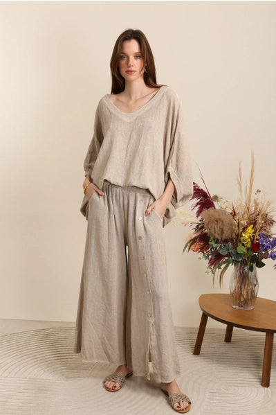 Buttoned Pant - Beige
